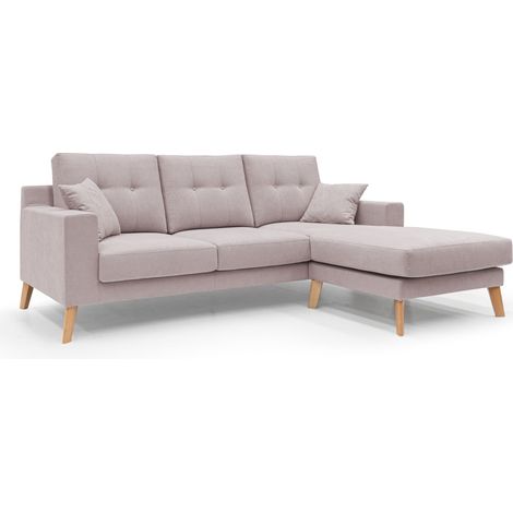 Danish Sofá rinconero moderno reversible de tela suave e impermeable 237 cm Rosa