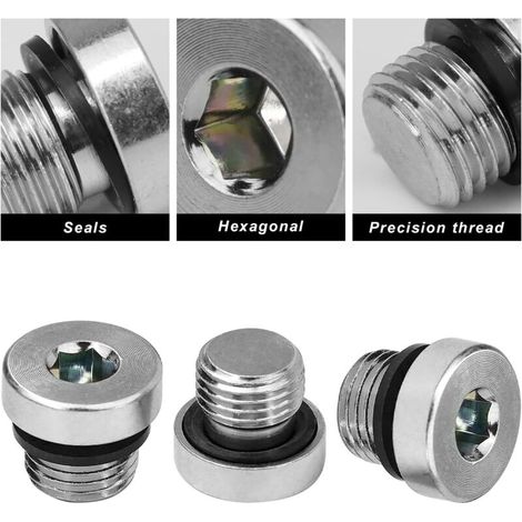Bouchon Obturateur, 3 Pièces M10 en Acier Carbone Bouchon et, Adapté à L'étanchéité des Tuyaux (1/4)