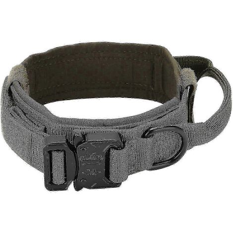 Collier pour chien ajustable en coton résistant pour chiots, avec boucle en métal, vert armée. (1/4)