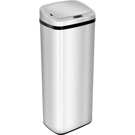 Poubelle automatique avec capteur en acier inoxydable 50L, argentée, pour cuisine (1/5)