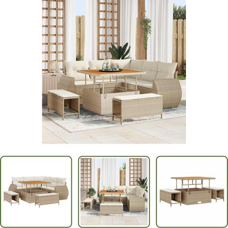vidaXL Poly-Rattan - Gartensofa-set 8 pcs Beige Poly-Rattan (1/5)