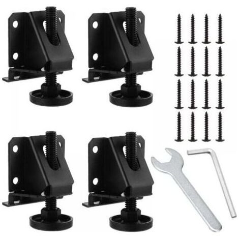 (Noir)Lot de 4 pieds de nivellement réglables pour meubles M10 pour tables, étagères, armoires, établi avec écrous de verrouillage (1/4)