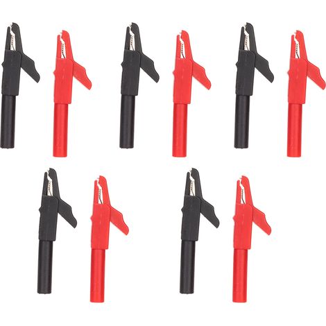 Lot de 10 pinces de batterie de voiture rouges et noires, 15 A, isolées PA, pour câbles électriques et fiches bananes de 4 mm. (1/5)