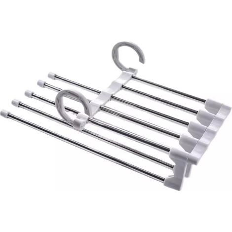 Cintre multifonctionnel pour pantalons, organisateur de rangement en acier inoxydable pour armoire, cintre magique, compatible avec la maison et la chambre (Couleur : Blanc) (1/3)