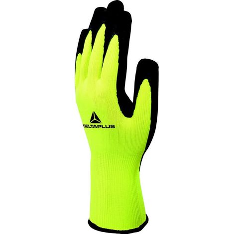 Lot de 6 paires de gants manutention jaune fluo - Taille 9 - Deltaplus (1/5)