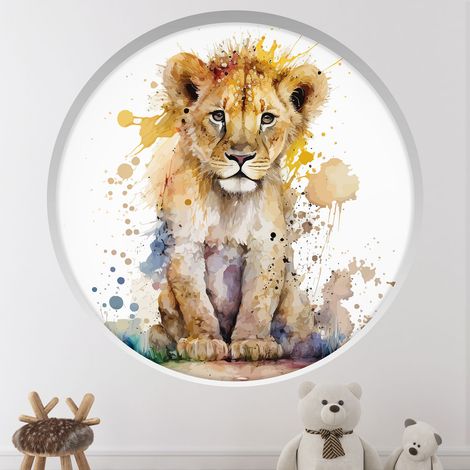 Stickers Trompe l'oeil Arche ronde Enfants - Lion - Diamètre 30 cm (1/4)