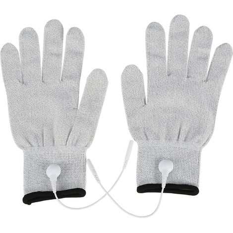 Gants électrodes conducteurs pour tensiothérapie, paire de gants de massage avec fils de connexion (taille L) (1/5)
