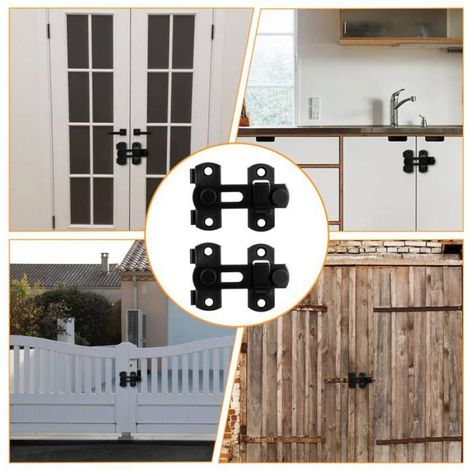 Verrous de Porte Inoxydable - 2pcs, Noir Coulissant Petits Portes Fenêtres Animaux Étiquette (1/5)