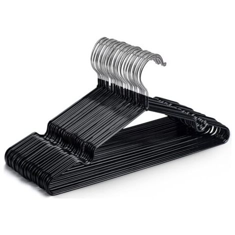 Set mit 20 hochwertigen schwarzen Metallkleiderbügeln, 30 x 17 x 0,35 cm, platzsparend, geeignet für Kleiderschränke
