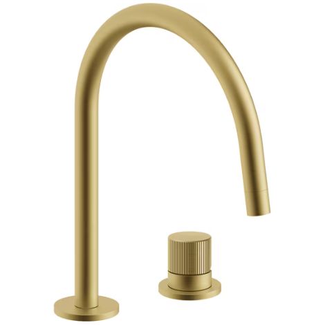 Waschtischmischer Honey Gold gebürstet, 2 Löcher, mit feststehendem Auslauf, ohne Ablaufgarnitur Paffoni Serie Jo JO051HGSP Messing - Honey Gold Spazzolato (1/2)