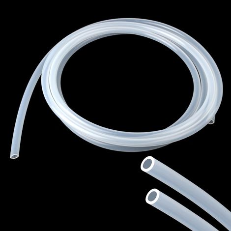 Tuyau en silicone flexible de 4 m de long - Convient à un usage alimentaire - Diamètre intérieur : 8 mm x extérieur : 11 mm - Transparent - Pour eau et air (1/5)