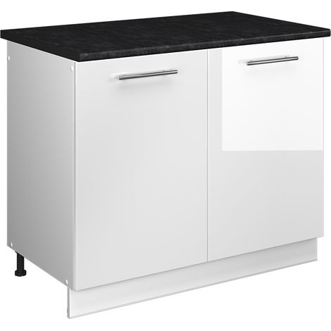 Spülenunterschrank Fame-Line, Weiß Hochglanz/Weiß, 100 cm, AP Anthrazit, Vicco (1/5)
