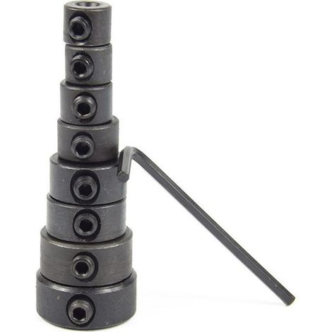Colliers Limitation Forage, Foret Butée Profondeur,8 Pieces Positionneur Anneau Profondeur, Réglable Butée Foret Butées Profondeur Forage Colliers D'Arrêt de Profondeur avec Clé Hexagonale 3-16 (1/5)