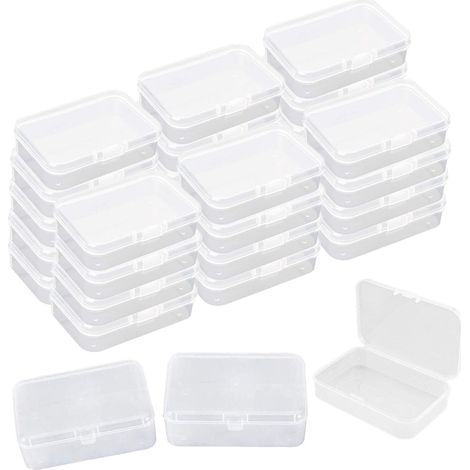 30 Pcs Transparent Mini Storage Box, Plastic Storage Containers Jewelry Organizer Box with Flip-up Lids for Card, Tiny Pearl, Jewerlry, 8.5  5.5  2.5cm (1/5)
