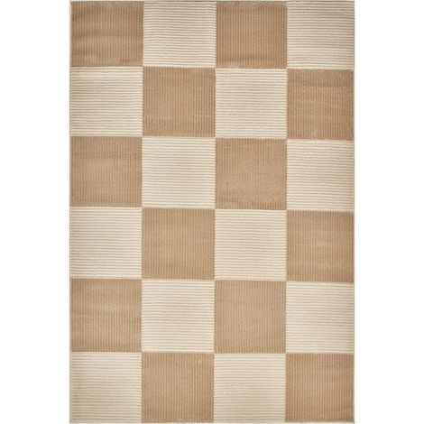 Tapis salon et chambre 120x160 crème rectangle tissé motif géométrique LUNKIN 5 (1/5)