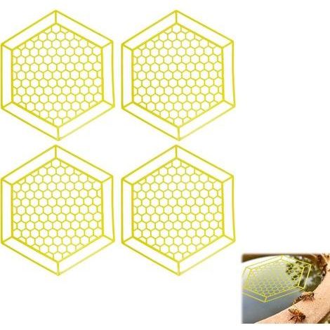 4 Stations d'Abreuvement d'Abeilles Jaunes avec Île Flottante pour Abeilles - Abreuvoirs Flottants pour Jardin et Papillons, Dimensions 17.8cm x 15.6cm, Léger (1/5)