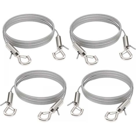 Fil de fer réglable pour miroirs, lampes, panneaux d'affichage, etc., capacité de charge 30 kg, 4 pièces, 2 m x 1,5 mm (1/4)