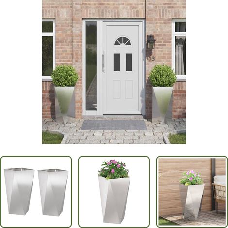 Terrassenpflanzer - Pflanzkübel 2 pcs Silber 40 x 40 x 75 cm Edelstahl (1/5)