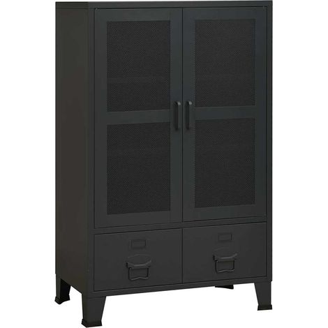 Baúl de almacenaje industrial metal negro 70x40x115 cm vidaXL (1/5)