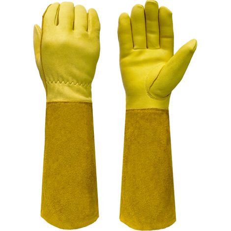 Gants de jardin – protègent contre les épines de cactus et de rosiers  unisexes, adaptés au jardinage, à la manipulation de meubles et d'outils de jardin (jaunes, taille S).