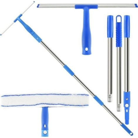 Nettoyeur De Vitres - Ensemble Brosses Rotatives Et Récureuses - Pour Fenêtres Intérieures Et Extérieures - 120 Cm - Acier Inoxydable (1/4)