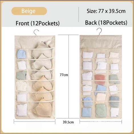 Doppelseitiger Hängeorganizer für den Kleiderschrank mit 30 Vliestaschen und Edelstahl (1/5)