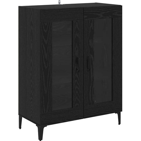Buffet,Meuble de Rangement,Bahut Chêne noir 69,5 x 34 x 90 cm Bois d'ingénierie et fer CFW156332 (1/5)