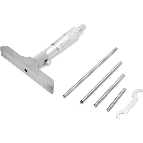 Runder Tiefenmikrometer aus Edelstahl – 0–150 mm / 6 Zoll – 5 Verbindungsstangen – hohe Präzision – Hyundai