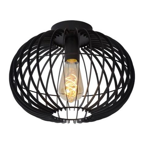 Lucide plafoniera REDA nera metallo 32cm E27 40W dimmerabile (1/5)