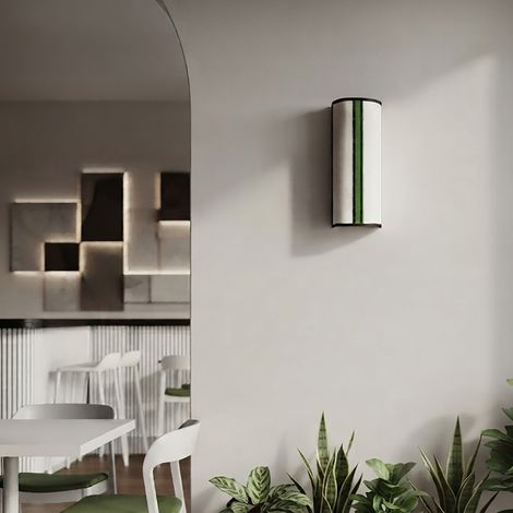 Aplique de Pared en Lino Blanco Cinta Verde  Serie BELMA (1/5)