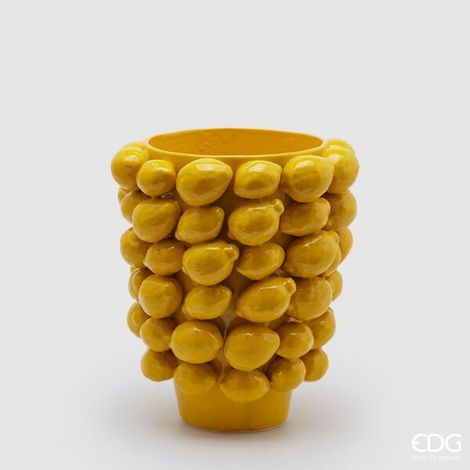 EDG Enzo De Gasperi Vaso Limoni Svasato H 36 Cm D 30 Cm Yellow