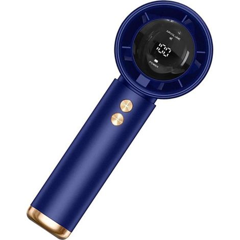 Ventilatore portatile, turbo, motore brushless silenzioso, display a LED, batteria ad alta capacità da 5000 mAh, per uso domestico, blu. (1/5)