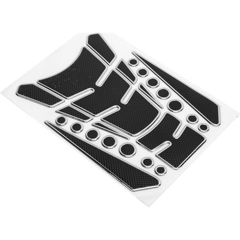Autocollant réservoir moto adhésif mousse ronde point protection personnalisée universelle (Noir Argent) (1/5)