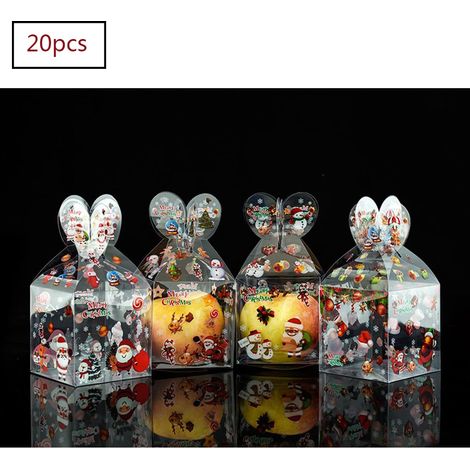 Boite Cadeau Pomme Noel - Boite Transparente En PVC - 8,5 x 8,5 x 17 cm - Pour Fêtes Et Cadeaux Promos - 20 Pièces (1/5)