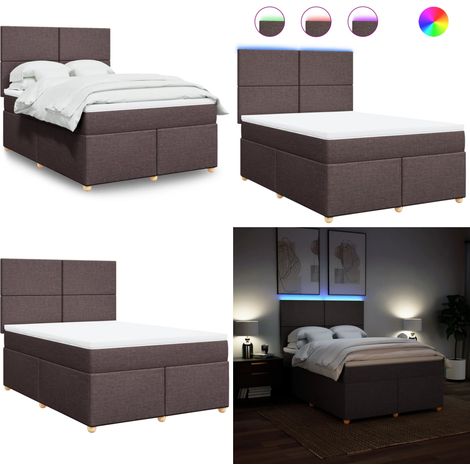 vidaXL Boxspringbett mit Matratze Dunkelbraun 140x200 cm Stoff (1/5)