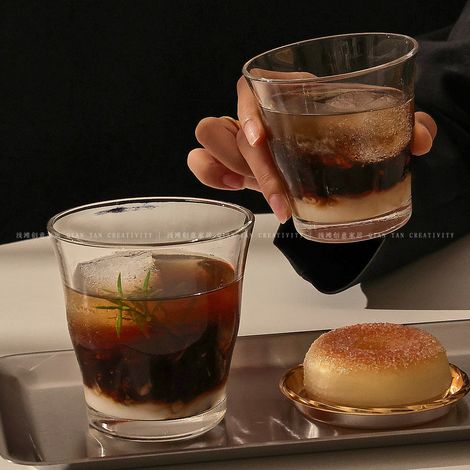 Verres à whisky transparents minimalistes, ensemble de 2 verres tendance style Instagram pour café, jus, eau (1/2)