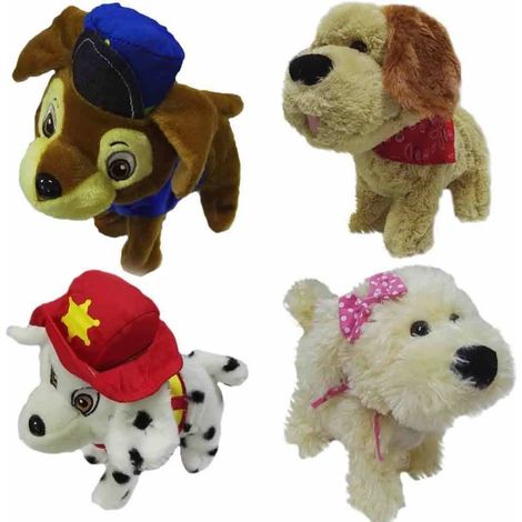 Trade Shop - Plüschhund mit geführten Draht für Kinder geht Breite und Rinde - (1/5)