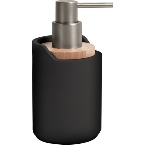 Distributeur de savon polyrésine et bois SYBELLA noir Spirella (1/5)