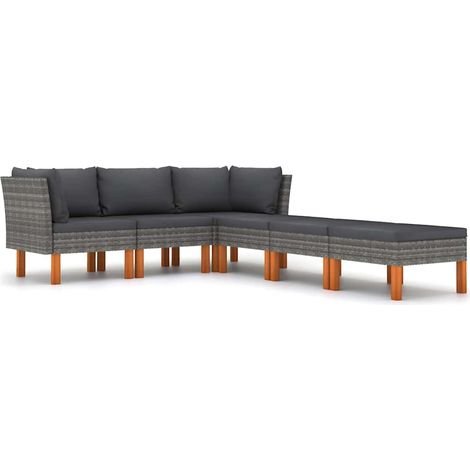 Maison Exclusive - Set Divani da Giardino 6 pz con Cuscini in Polyrattan Grigio (1/5)