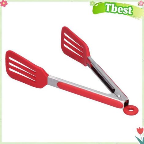 Tbest Pinces à steak Pince à steak pliable en acier inoxydable pour barbecue en acier inoxydable droguerie linge 9 12 pouces rouge (1/4)