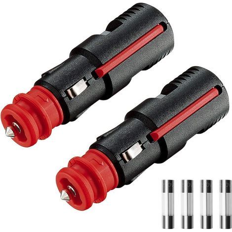 Allume-Cigares Fiche, 12mm Hella (DIN) et 21mm US Prises, Normes DIN ISO 4165 standards, avec 10A 16A Fusible 12V/24V Adaptateur Câble d'extension pour Camping Car Bateau Moto (2x PCS) (1/5)
