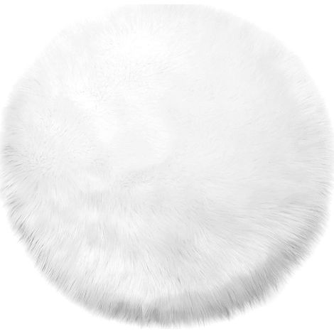 Tapis En Faux Agneau - Diamètre 45 cm - Rond - Couleur Gris Foncé - Pour Salon Chambre Décoration Intérieure - 1 Pièce (1/5)