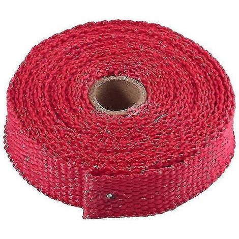 1 rouleau de 5 m de ruban isolant thermique en fibre de verre pour échappement de voiture ou de moto.-red