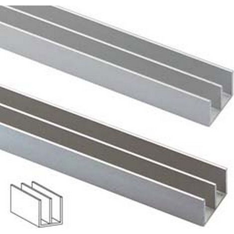 10PZ PROFILO A DOPPIA U IN ALLUMINIO - mm.20x11 mt.2 argento