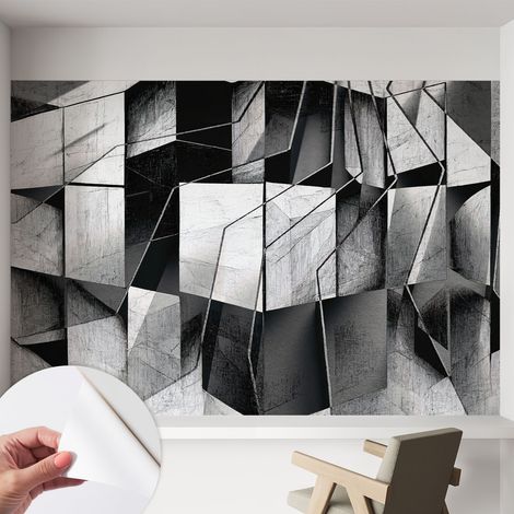 Papier peint adhésif autocollant pour salon chambre à coucher tendance et originale Abstraction géométrique 152x104 cm (1/5)