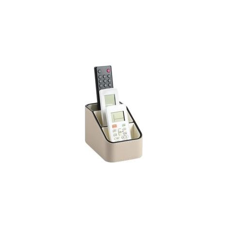Scatola porta telecomandi in similpelle PU, piccolo organizer da scrivania per accessori, comodino, tavolino o divano, portapenne con 3 scomparti (Beige) - Crezuo