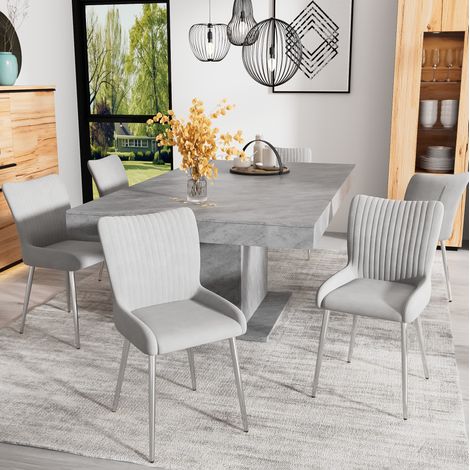 Set de 6 sillas de comedor de terciopelo gris, con apoyo lumbar y patas de metal, para salón, dormitorio o comedor, elegantes y cómodas  CHICFURN (1/5)