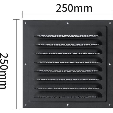 Grille d'aération carrée renforcée en aluminium pour pignon, grenier, garage, abri de rangement métallique, murale, plafond extérieur, extérieure à persiennes (noire 10 po x 10 po)