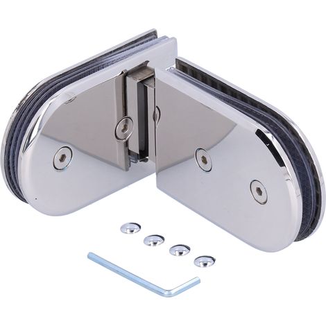Support de Porte Coulissante en Verre pour Salle de Bain, Angle 180°, Fixation pour Verre de 8‑12mm d'Épaisseur (1/5)