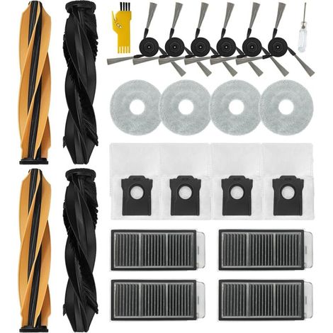 Accessoires pour dreame X50 Ultra Complete / L40s Pro Ultra/Mova V50 Ultra Complete Robot Aspirateur 2 jeux de brosses principales, 4 filtres, 6 brosses latérales, 4 serpillières, 4 sacs (1/4)